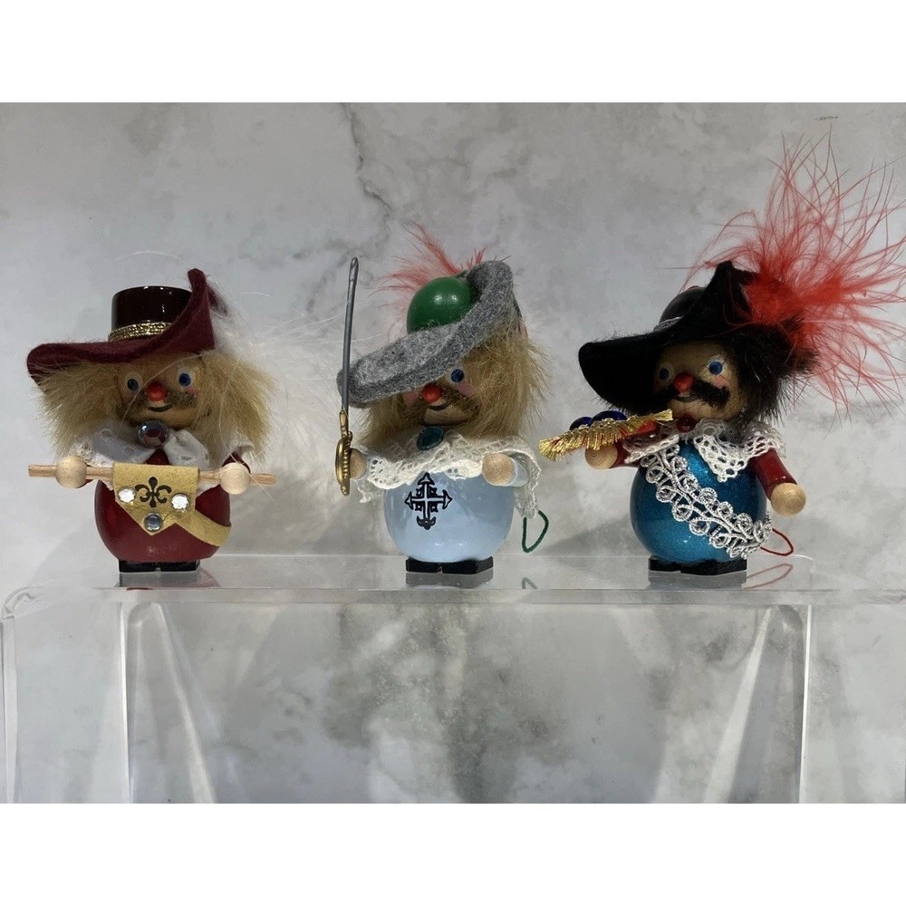 Vtg Steinbach 3 MUSKETEERS Christmas Ornaments Holiday Decor 3"